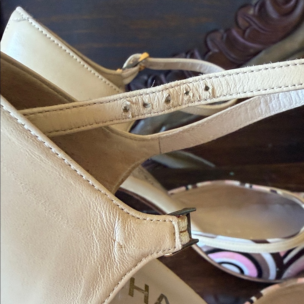 CHANEL slingback classic vintage beige and brown Patterned Women's Heels - Picture 14 of 16